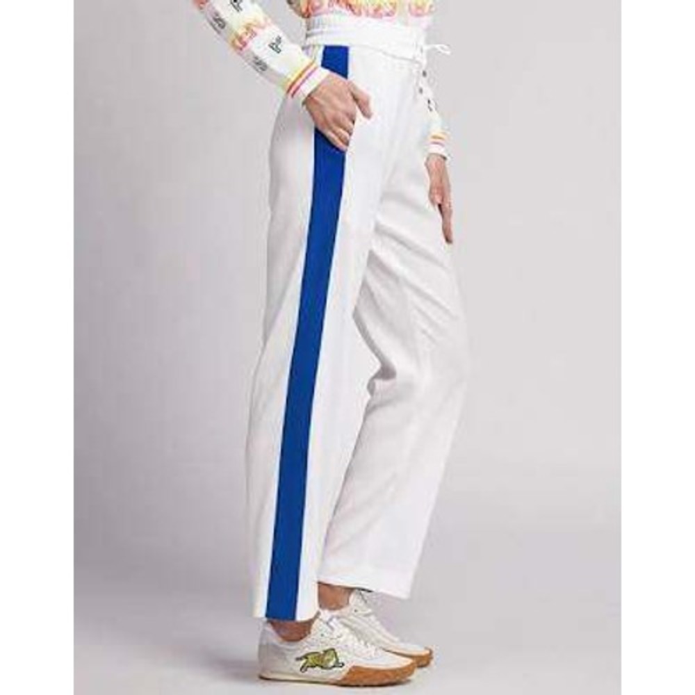 Kenzo Paris White Blue Side Stripe Jogger Pants 2PA131 5AC 01 Womens 40‎ NEW